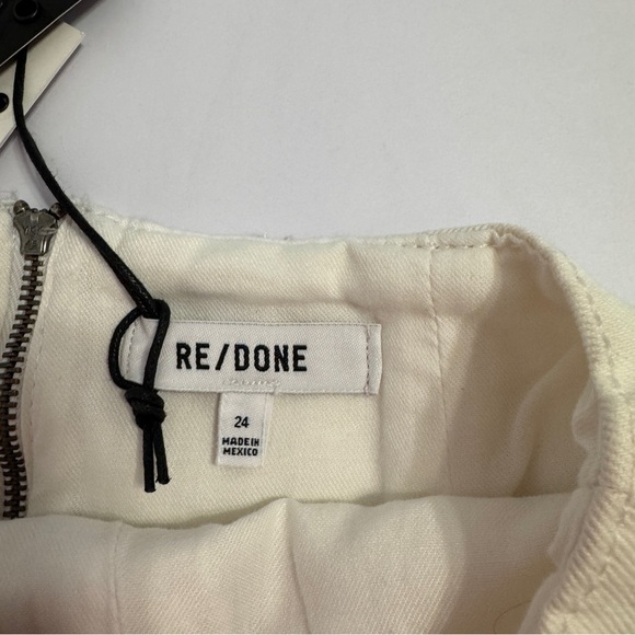 Re/Done Denim women’s Vintage white skirt sz 24 studs 90’s YTK Festival biker - Picture 5 of 11